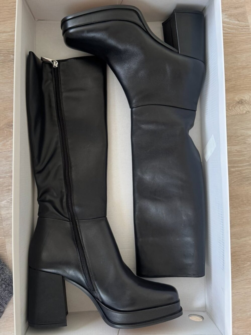 Steve Madden black leather knee high boots